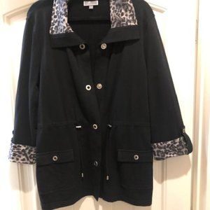 JM Collection Black & Gray Snow Leopard Jacket